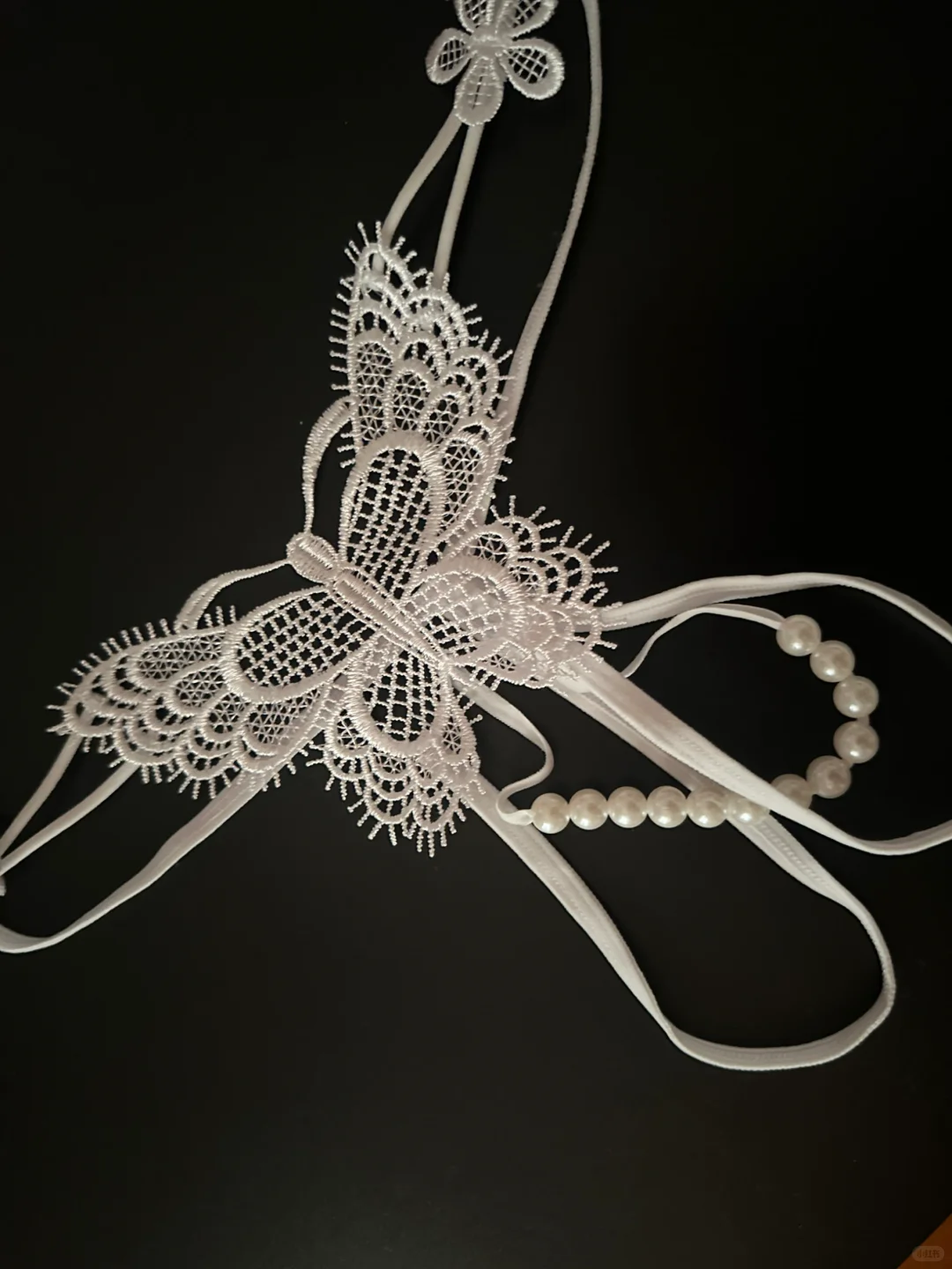 升温💡蕾丝缀着蝴蝶 还带珍珠 穿上让他腿软