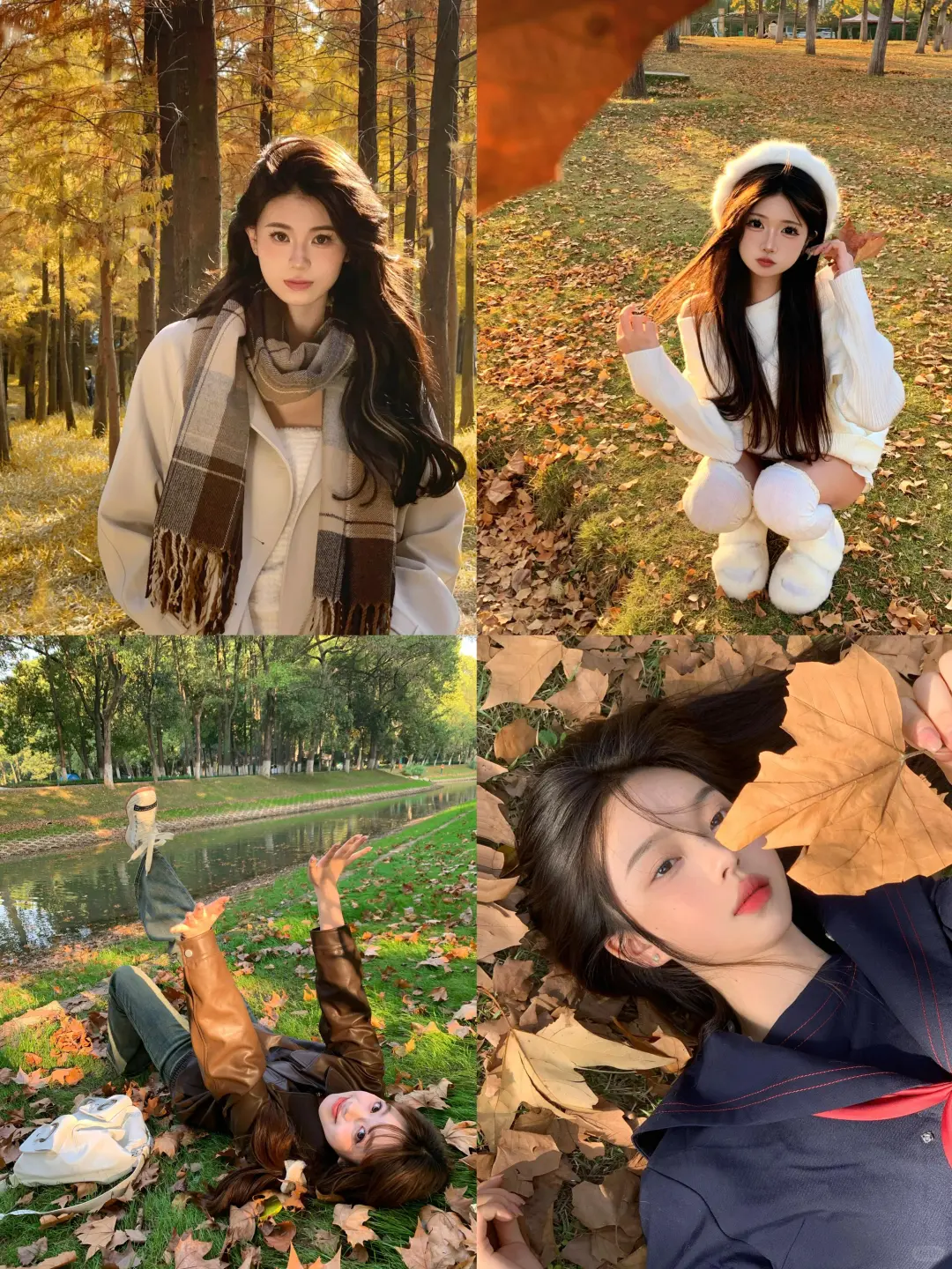 女生拍照技巧-秋天氛围感拍照摆姿构图