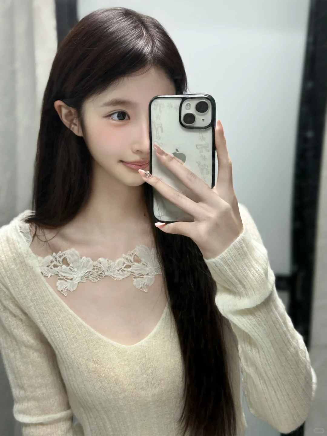 JYINLOVE* 许妍感真丝羊毛蕾丝花边上衣