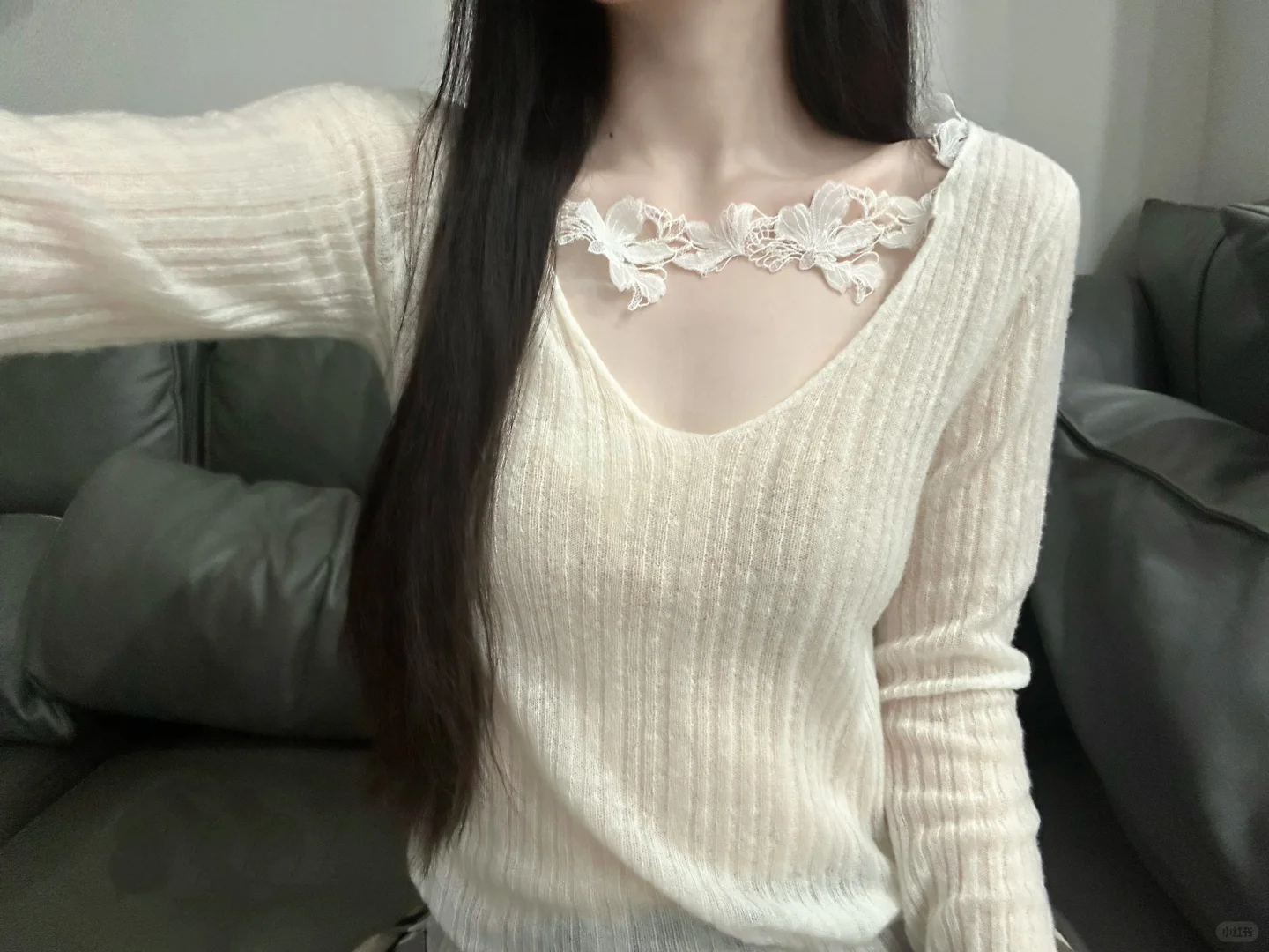 JYINLOVE* 许妍感真丝羊毛蕾丝花边上衣