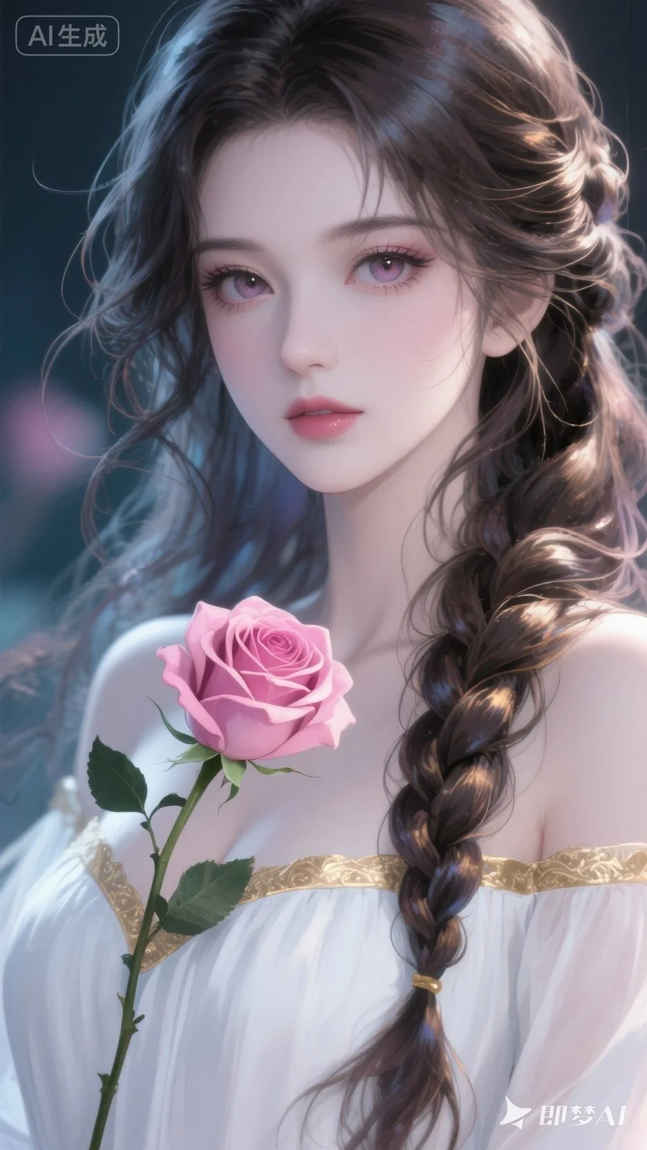 当我用AI画美丽的玫瑰花美女