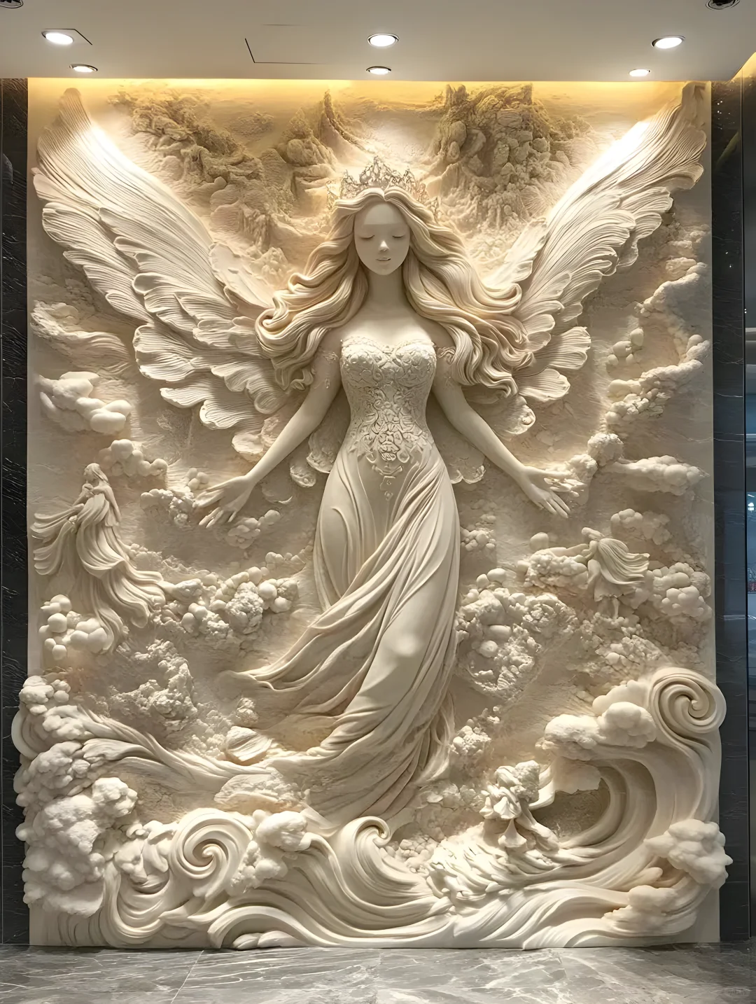 天使浮雕壁画，天使的祝福，天使的守护