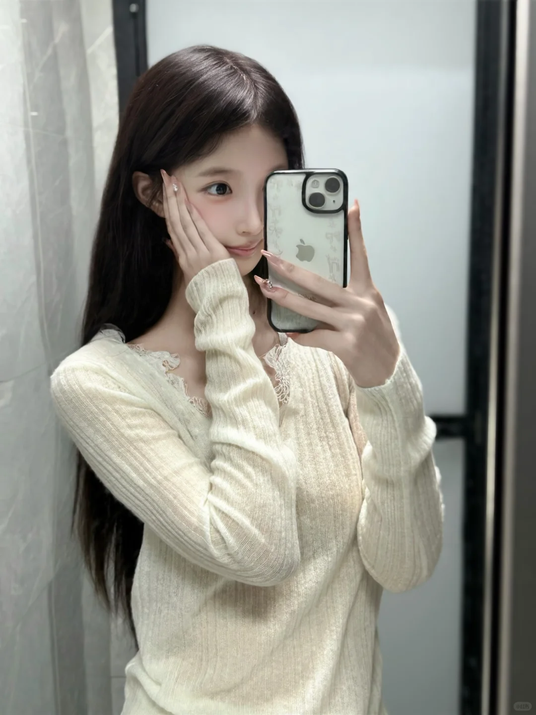 JYINLOVE* 许妍感真丝羊毛蕾丝花边上衣
