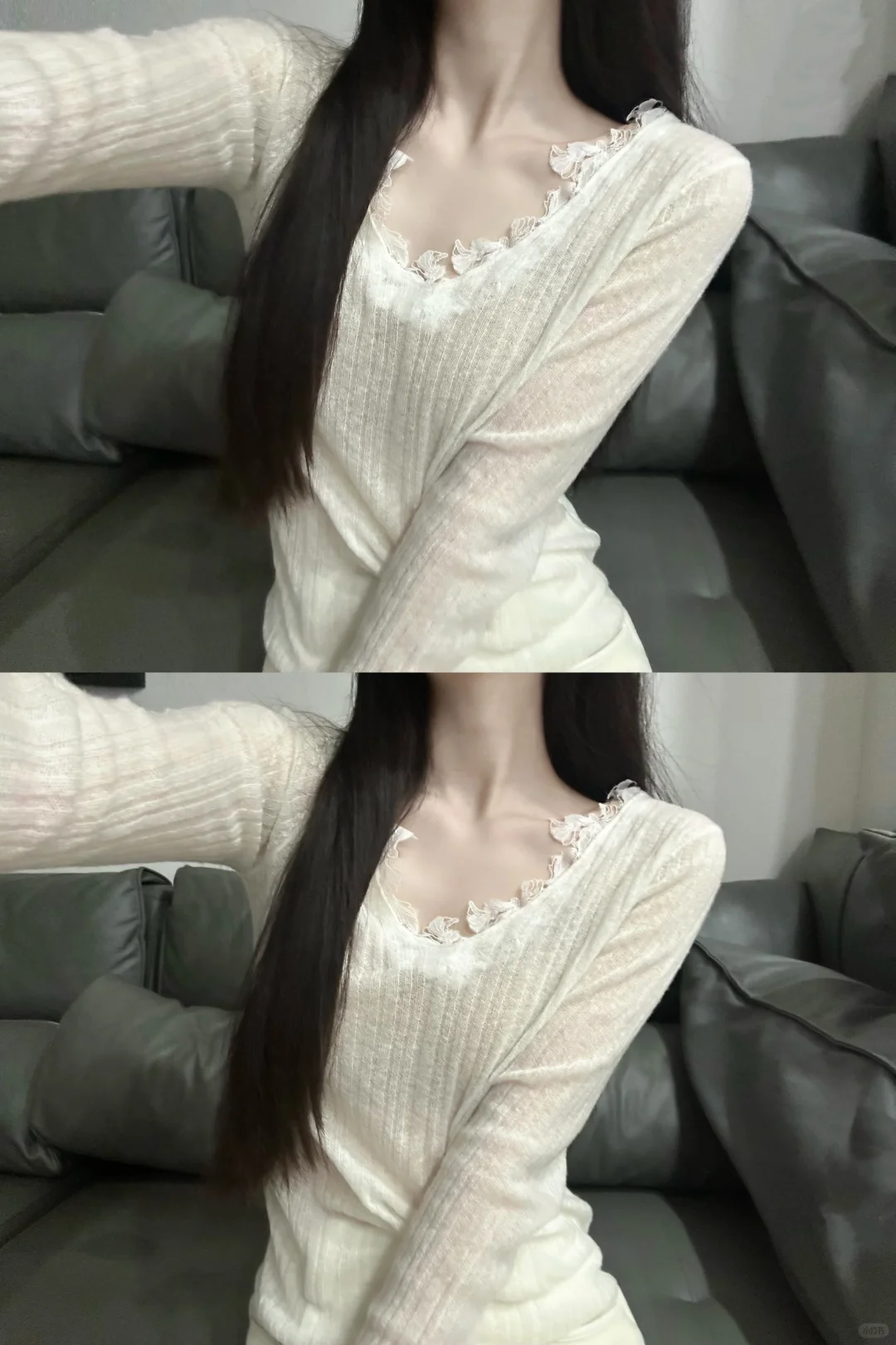 JYINLOVE* 许妍感真丝羊毛蕾丝花边上衣