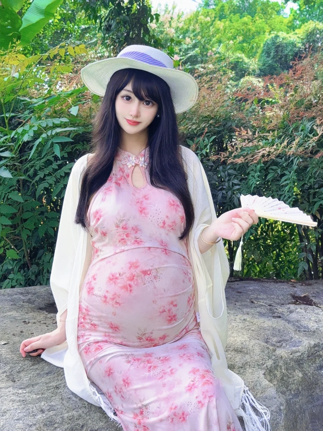 足月留念📷怀孕跟新中式旗袍太配啦!