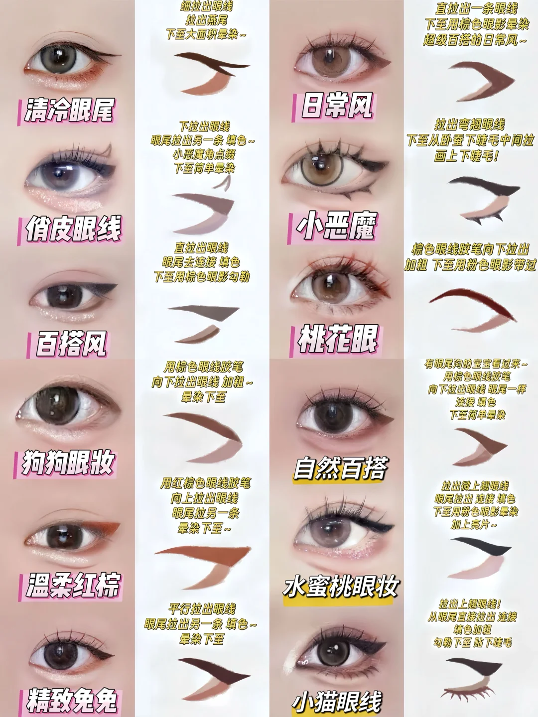 多种眼睛妆容教程分享！！！