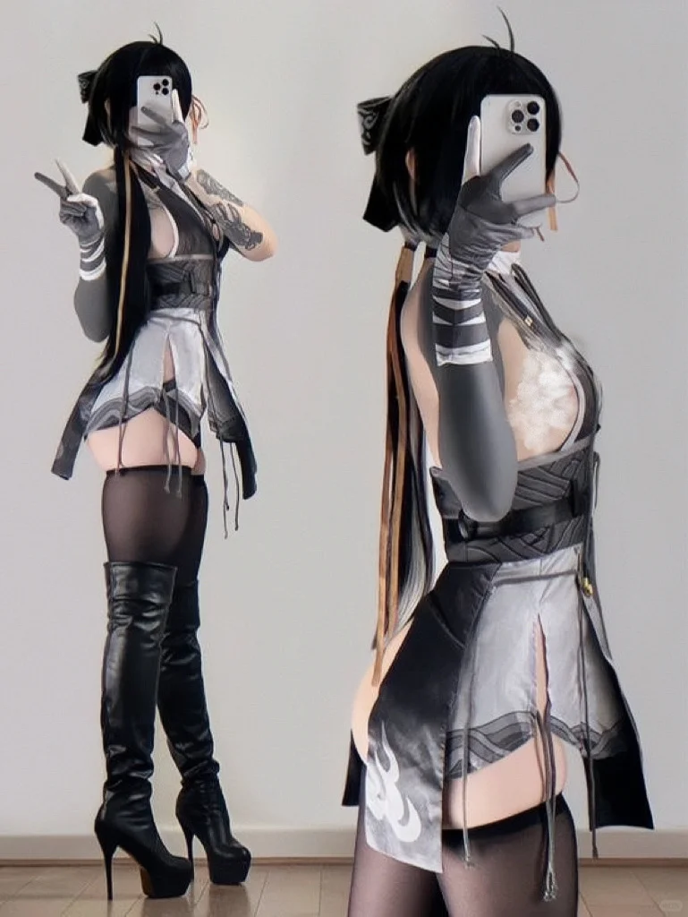 英伦正妹COS《鸣潮》游戏角色长腿玉足不简单