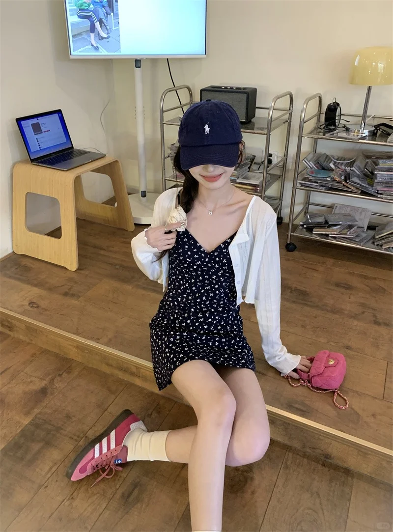 💐韩系美学！碎花裙与白开衫