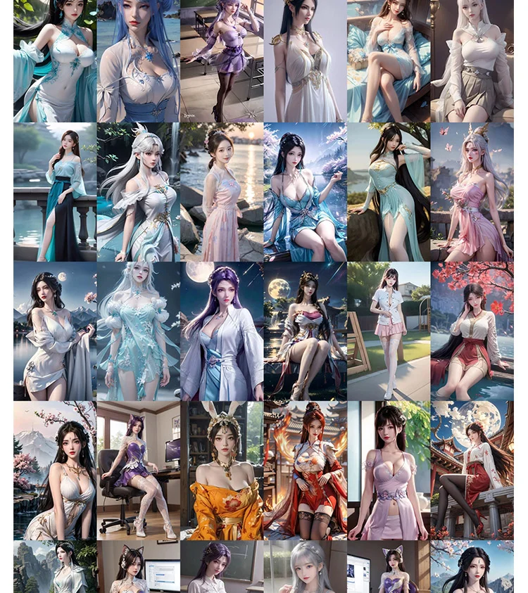AI绘画素材动漫女生国漫写真原创合集