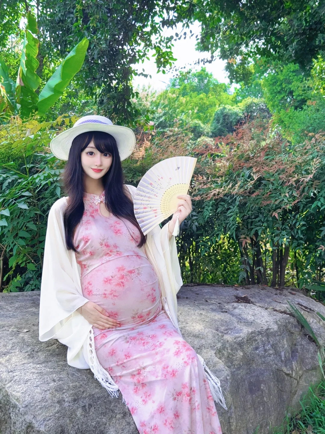 足月留念📷怀孕跟新中式旗袍太配啦!