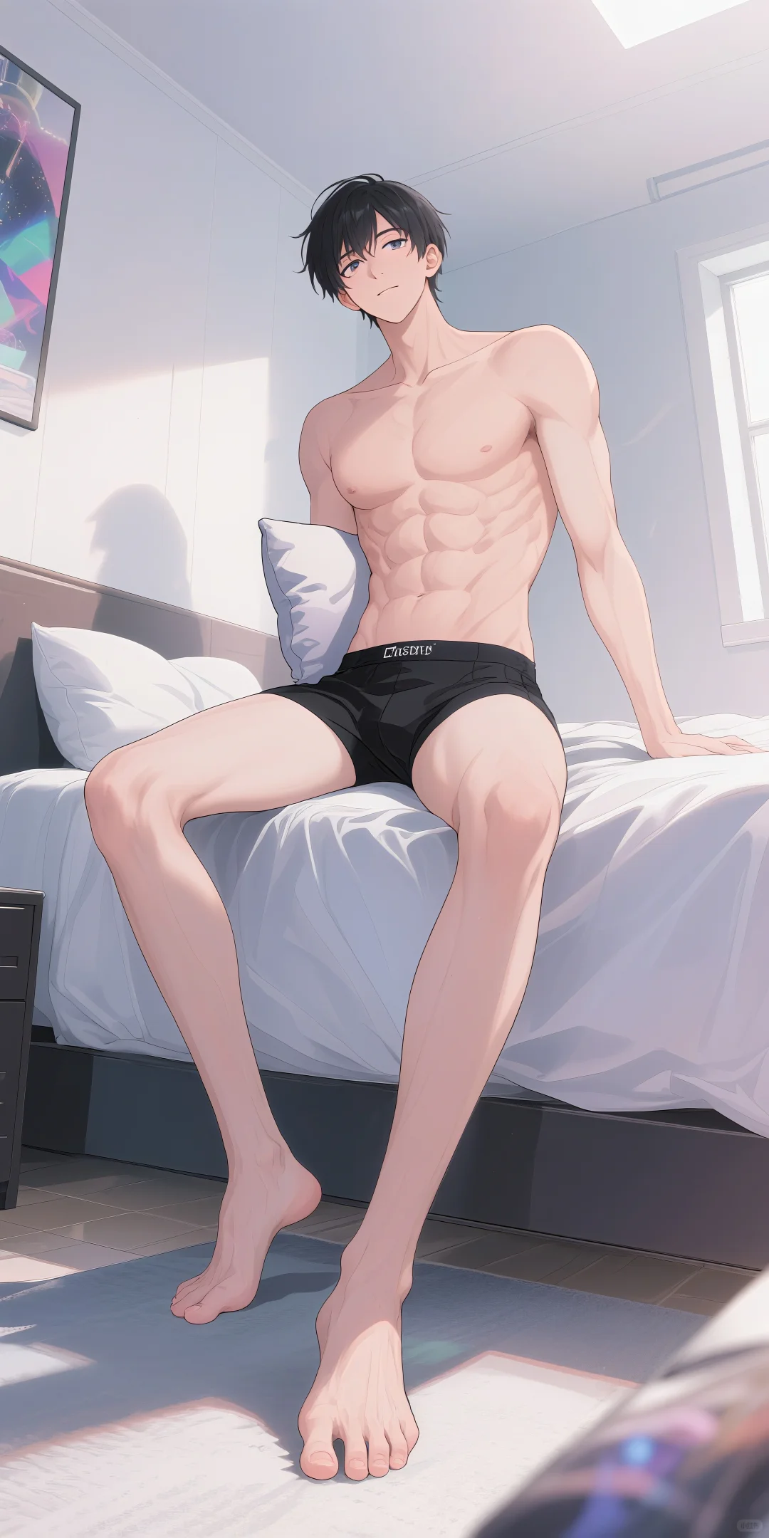 肌肉男💪学长，早晨起床的懵懂状态～