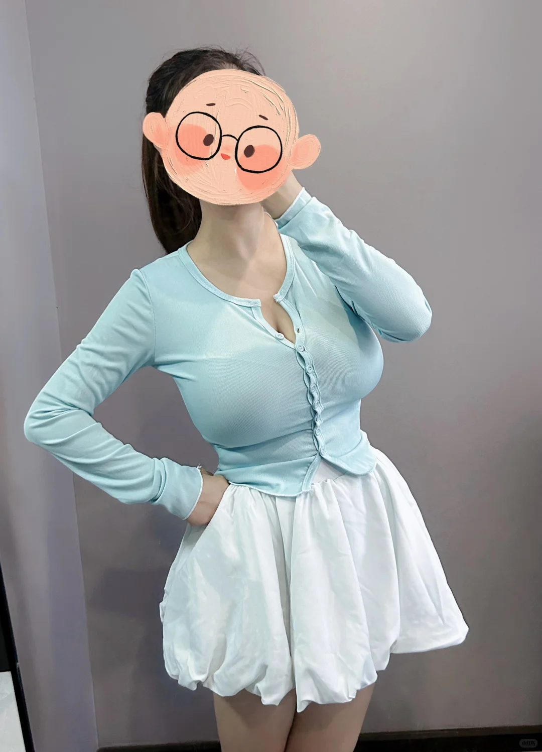 大胸穿搭|蓝色上衣好好看!!