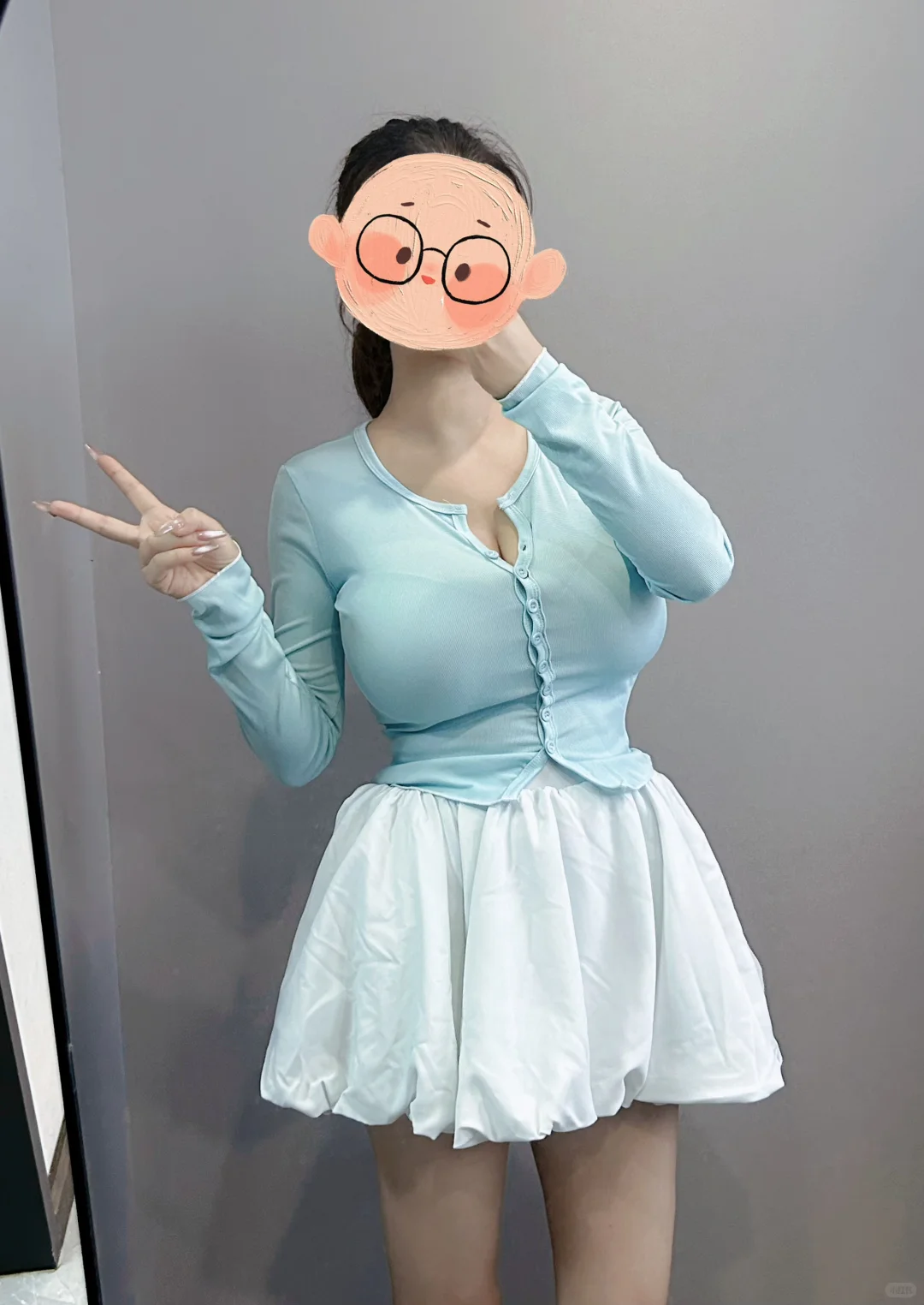 大胸穿搭|蓝色上衣好好看!!