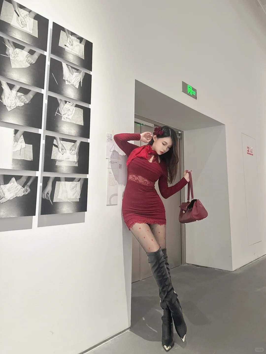 红色包臀裙/过膝靴：御姐约会穿搭♥️