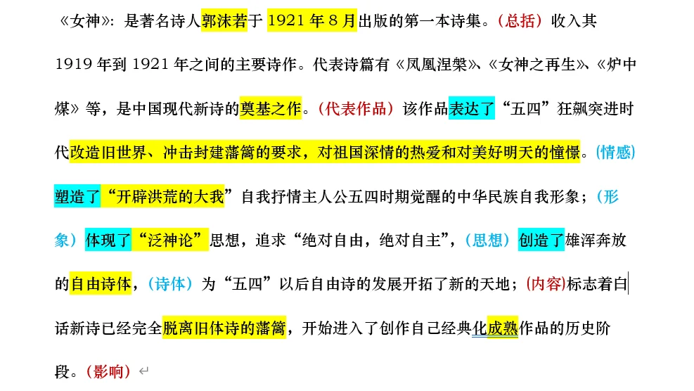 现代文学带背第十一天｜《女神》