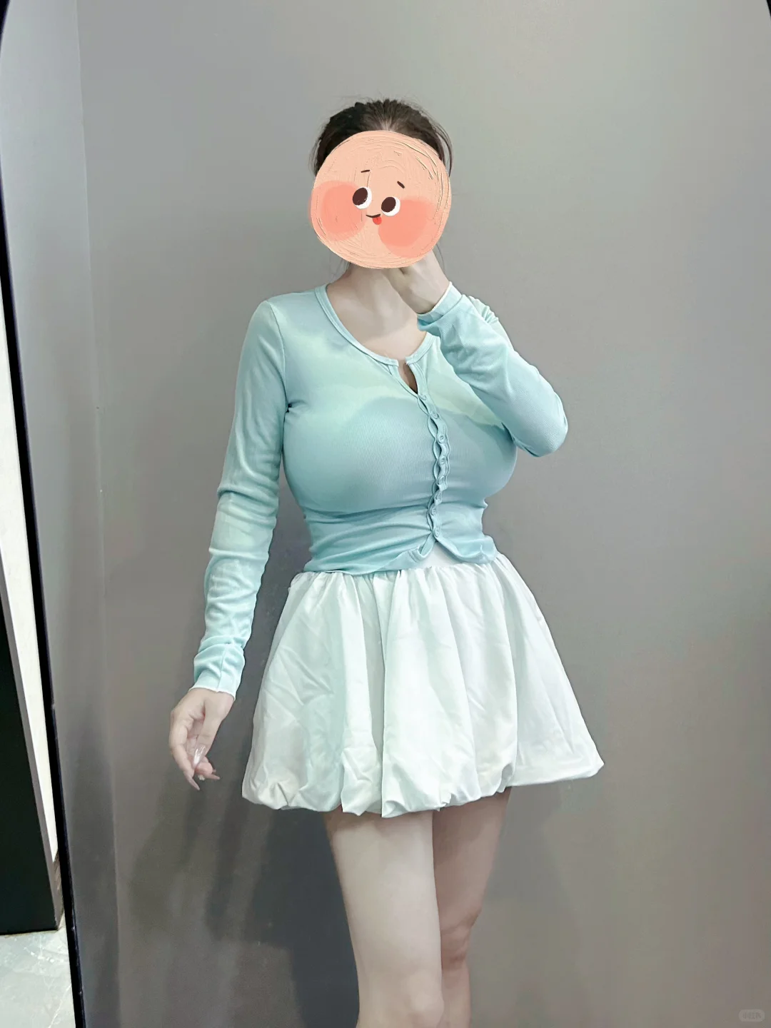 大胸穿搭｜蓝色上衣好好看！！