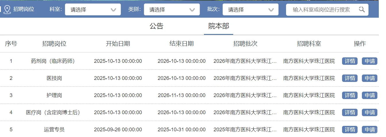 南方医科大学珠江医院2026年人才招聘正式开