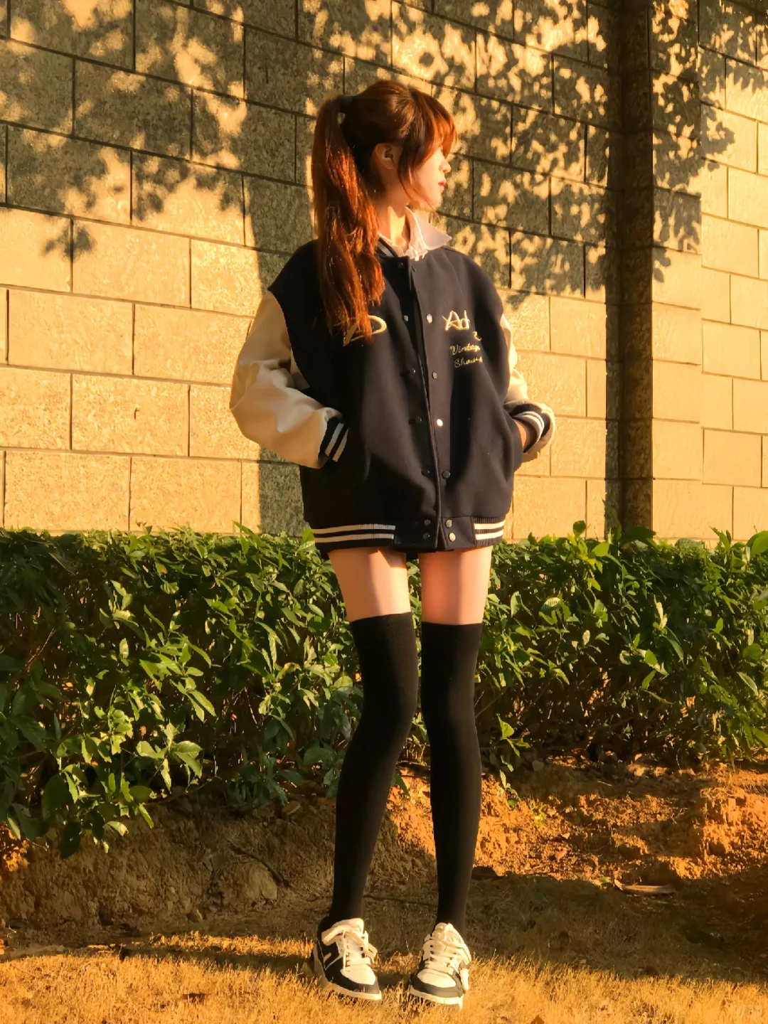 棒球服➕过膝袜 这样搭好好看！