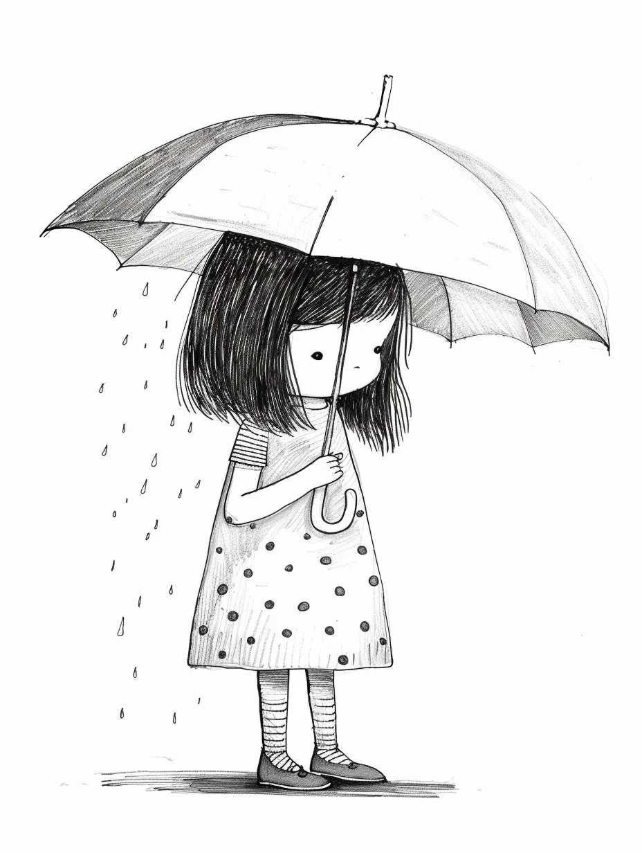 AI绘画|Midjourney|撑伞的小女孩
