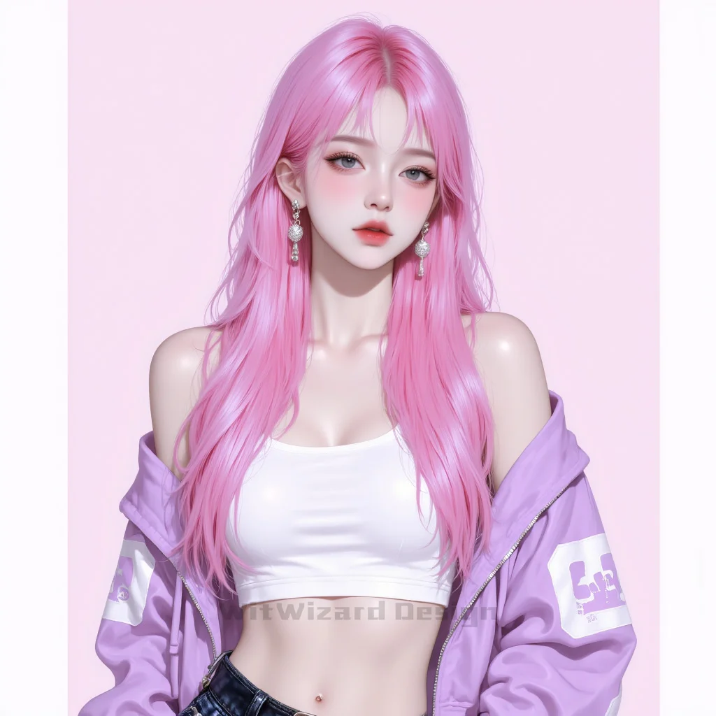 粉紫幻彩少女：潮流与甜美的交织