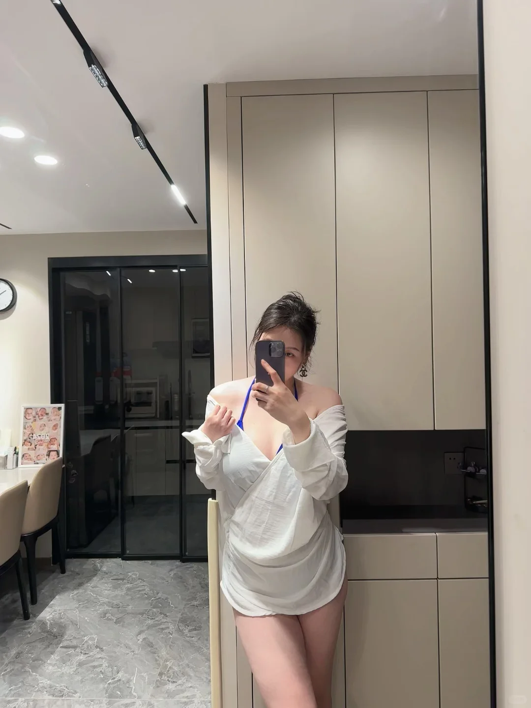 170/155斤 白色衬衫式大码泳衣真的好百搭🤍