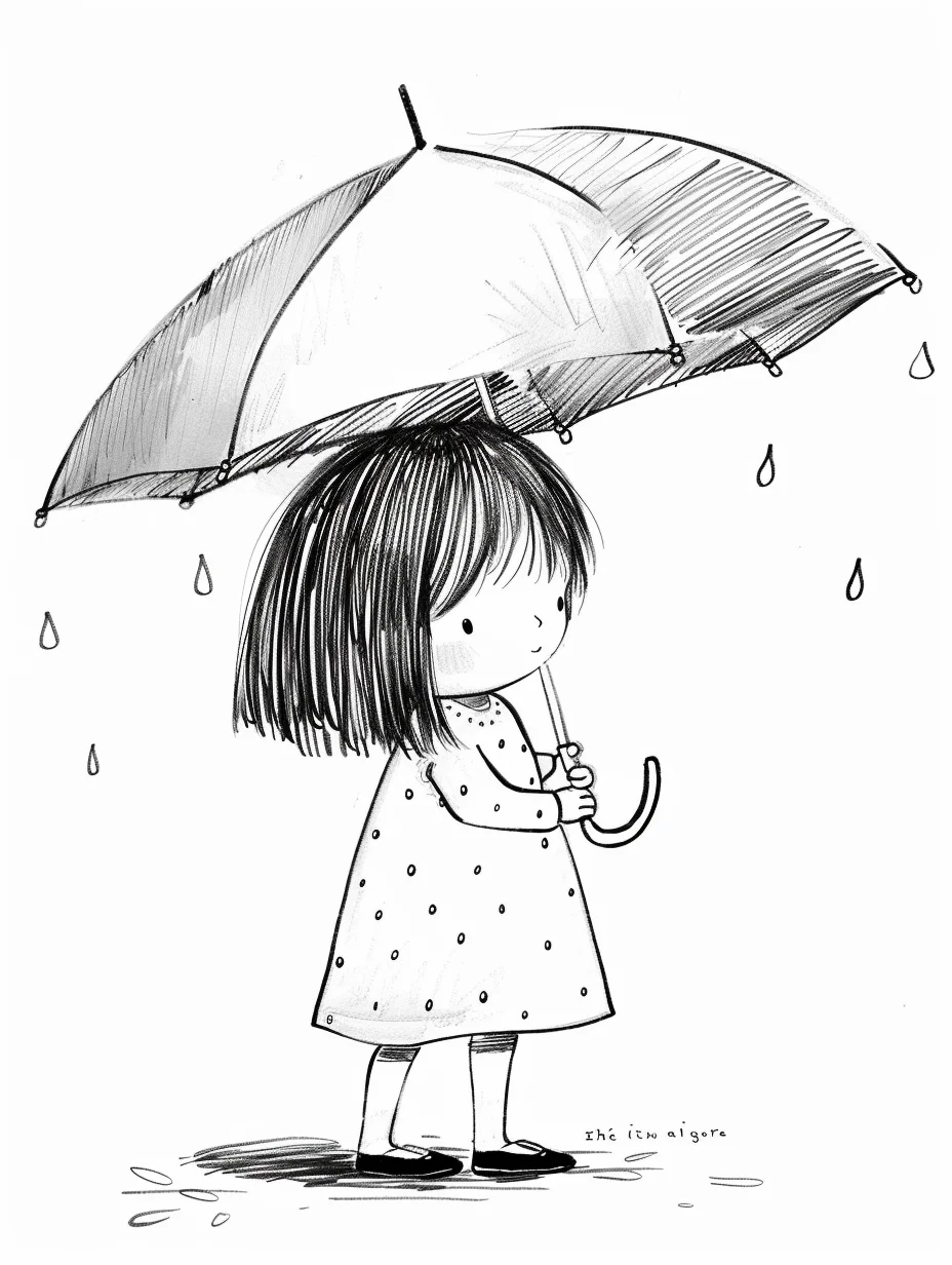 AI绘画|Midjourney|撑伞的小女孩
