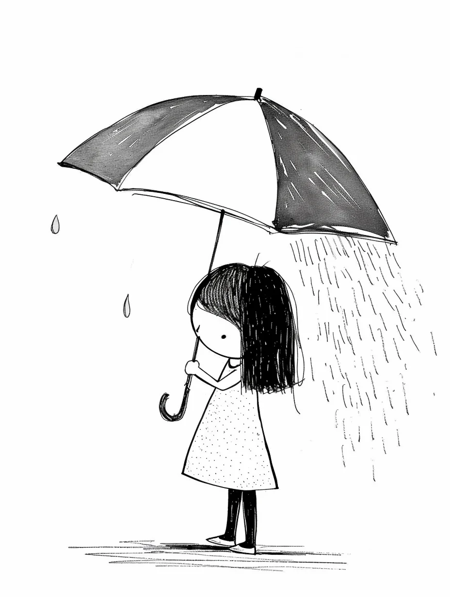 AI绘画|Midjourney|撑伞的小女孩