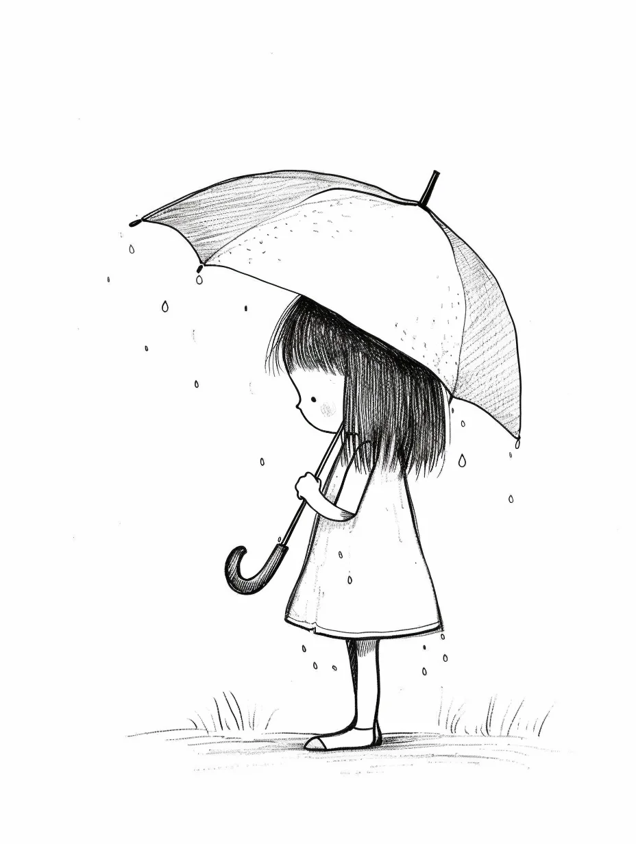 AI绘画|Midjourney|撑伞的小女孩