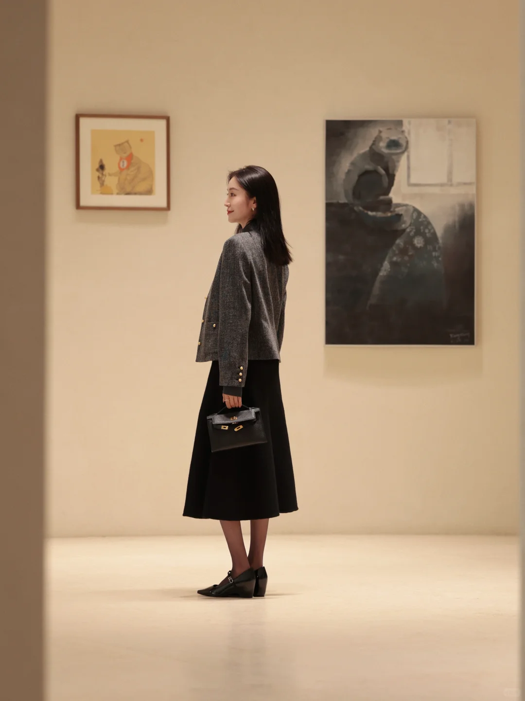 秋冬从高智感灰色小香外套➕气质半裙开始☁️