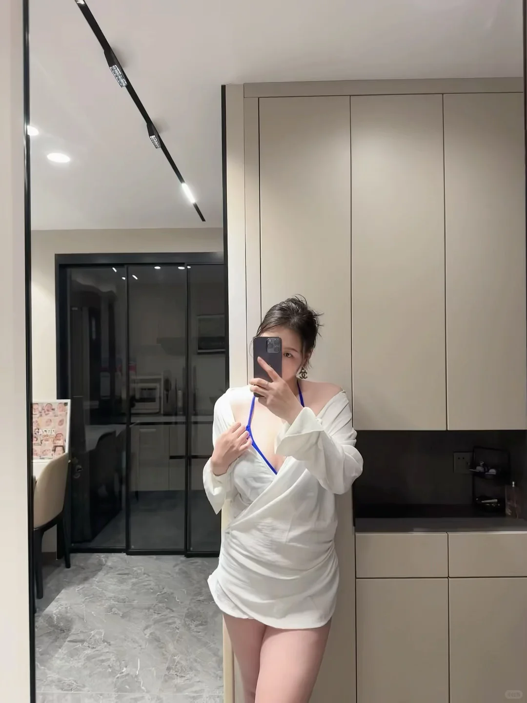 170/155斤 白色衬衫式大码泳衣真的好百搭🤍