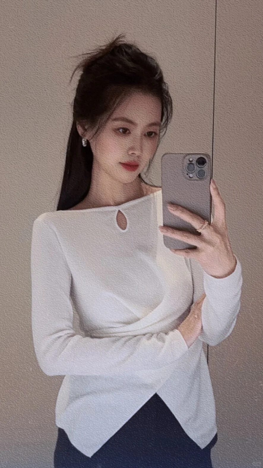 秋冬内搭|水滴领白色针织🤍