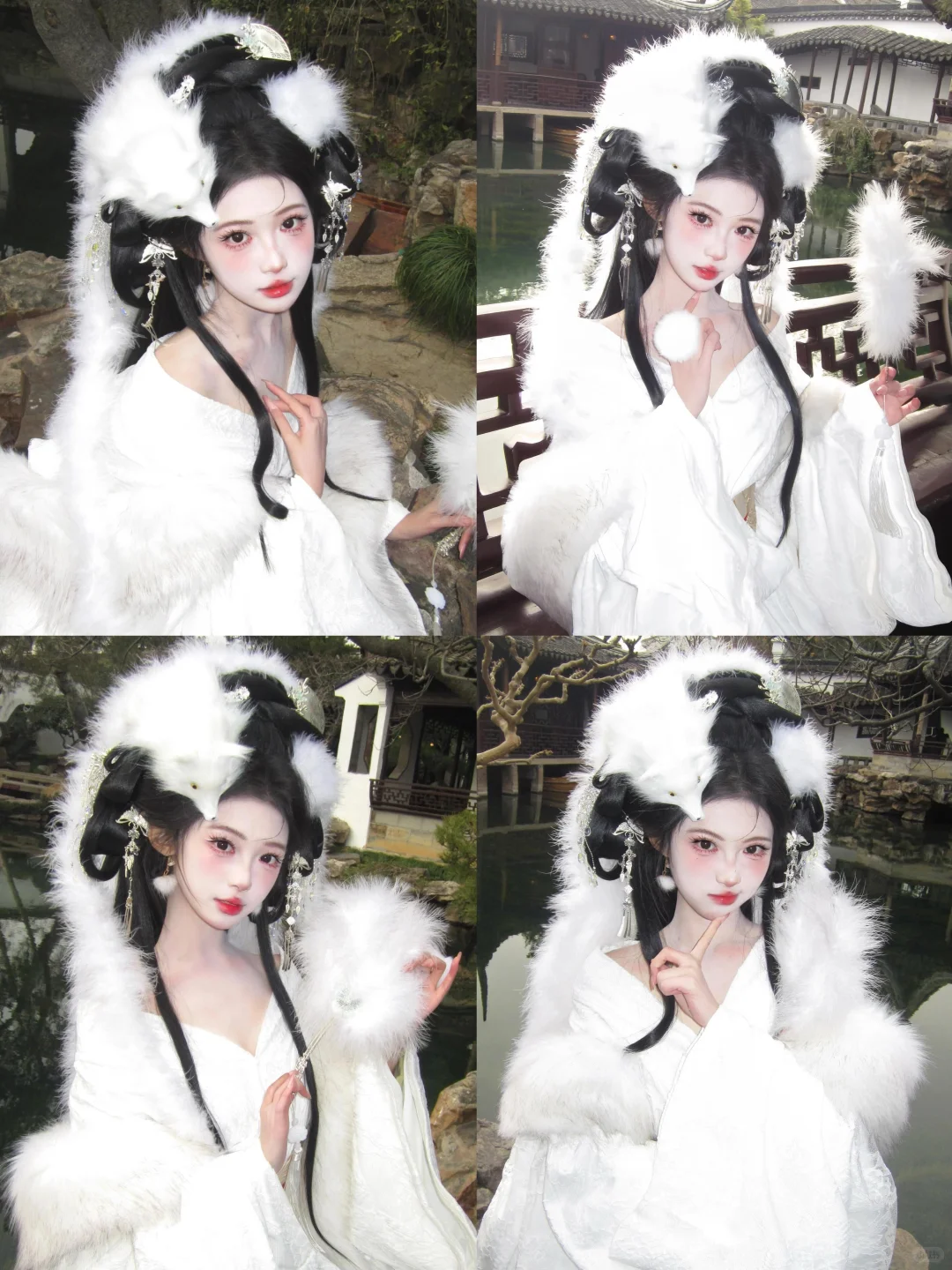 白狐古风造型,清冷魅惑感直接拉满🦊