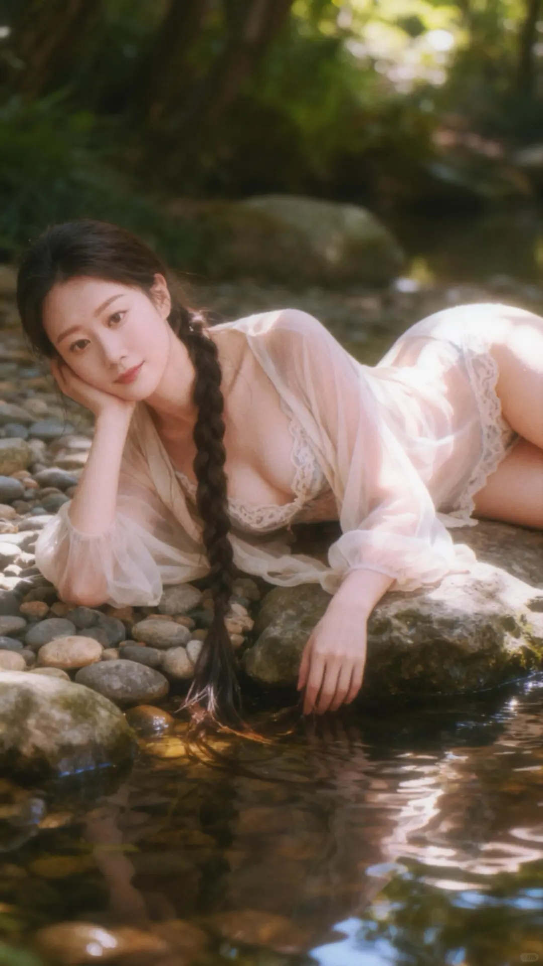 ✨AI纯欲风写真|林间光影下的少女🌿