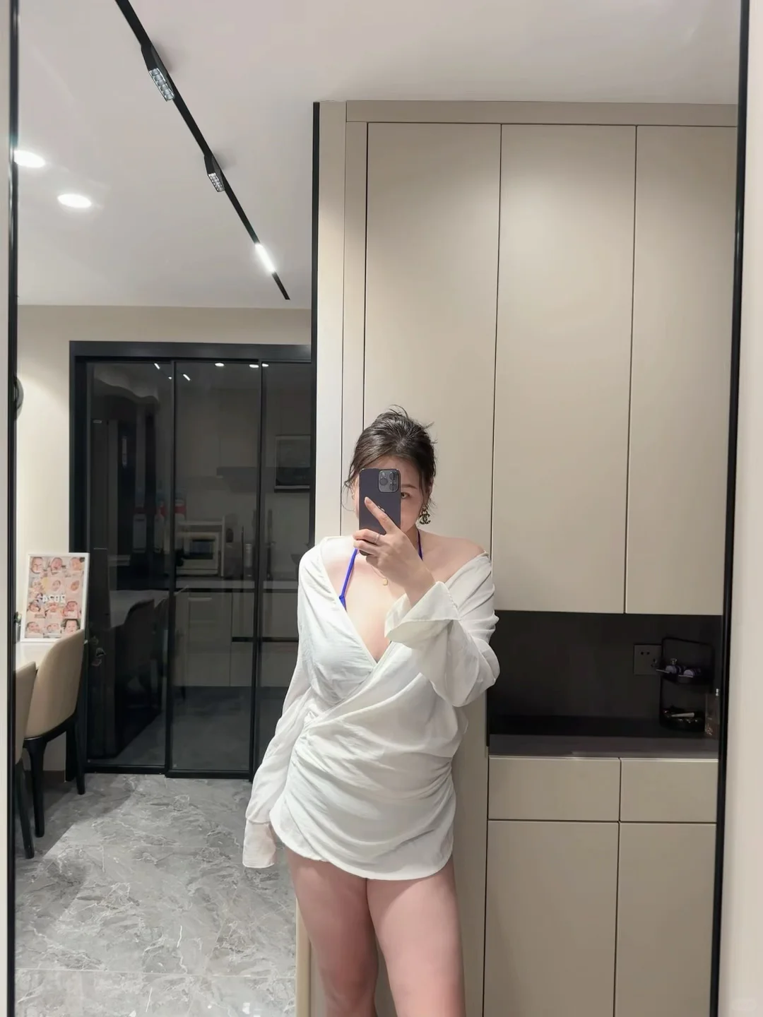 170/155斤 白色衬衫式大码泳衣真的好百搭🤍