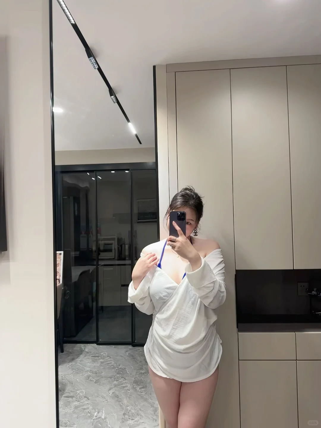 170/155斤 白色衬衫式大码泳衣真的好百搭🤍