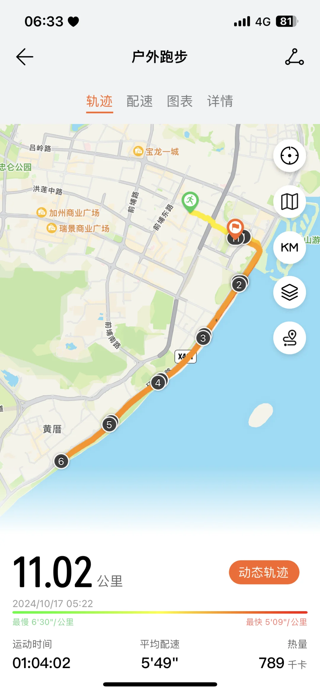 晨跑11公里，卡路里在燃烧，快乐在狂飙。