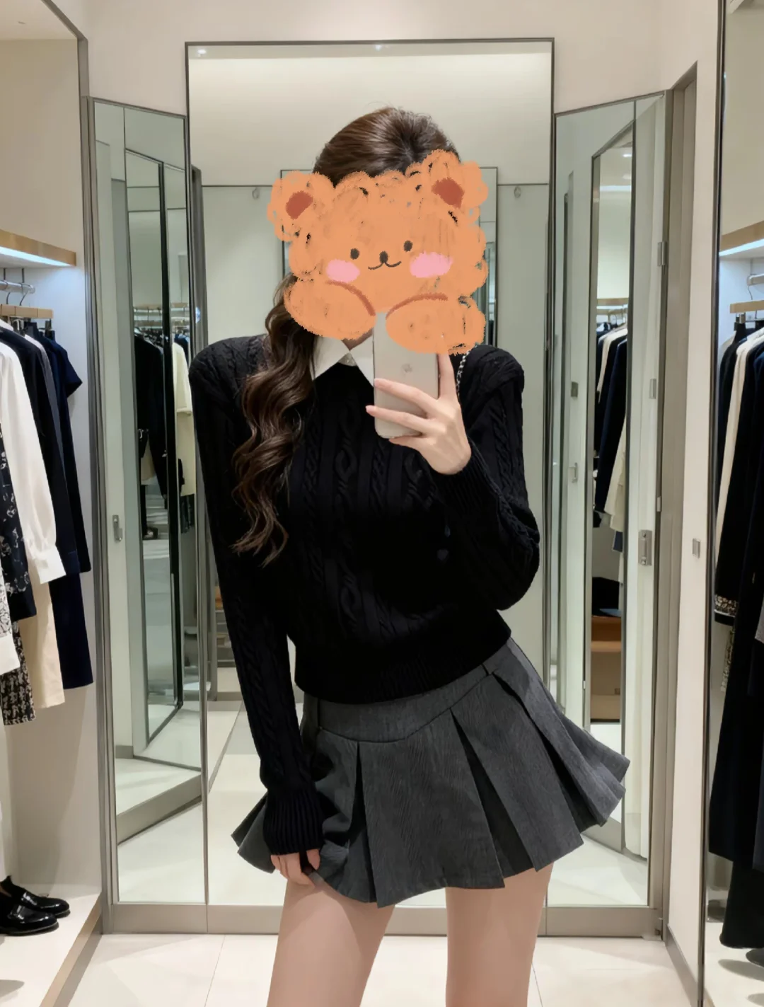 2025新款早秋复古学院风假两件绞花毛衣女高