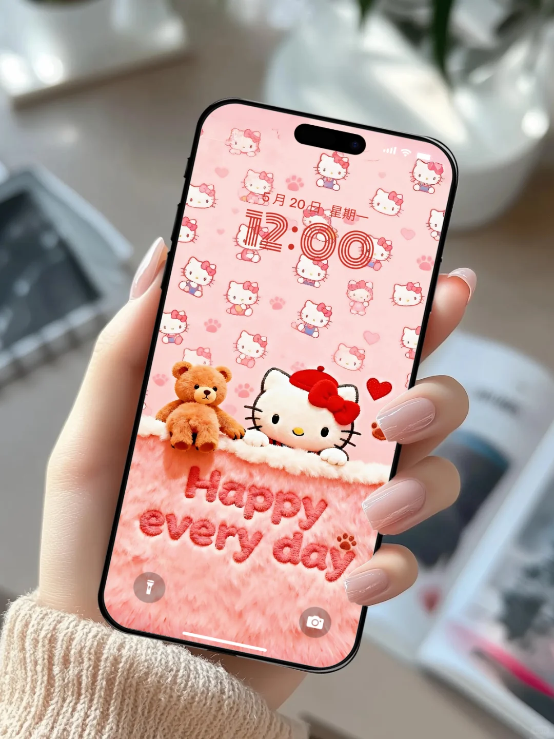 毛绒绒粉粉的可爱Hello Kitty|高清手机壁纸