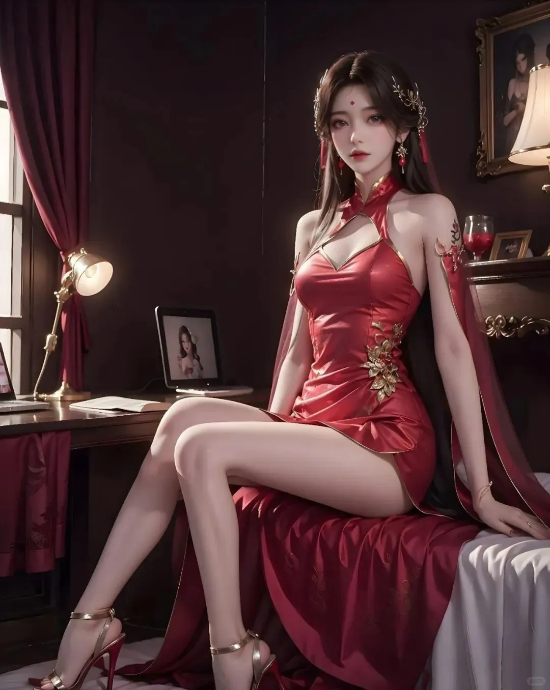 国漫壁纸完美世界火灵儿 AI 居家美腿壁纸