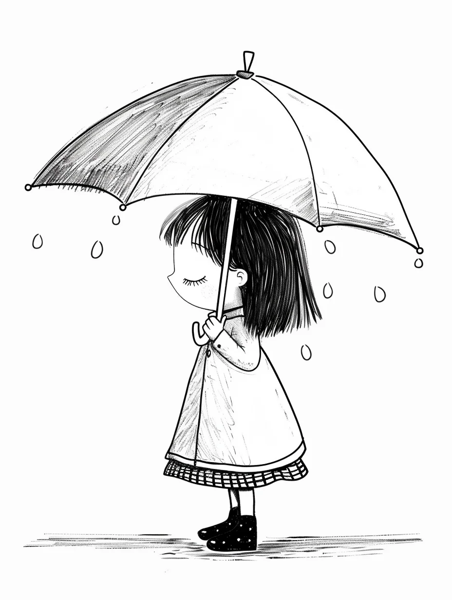 AI绘画|Midjourney|撑伞的小女孩
