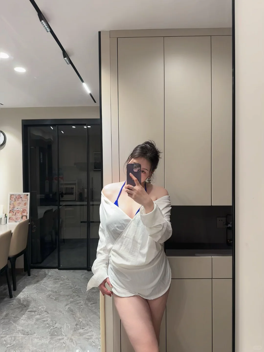 170/155斤 白色衬衫式大码泳衣真的好百搭🤍