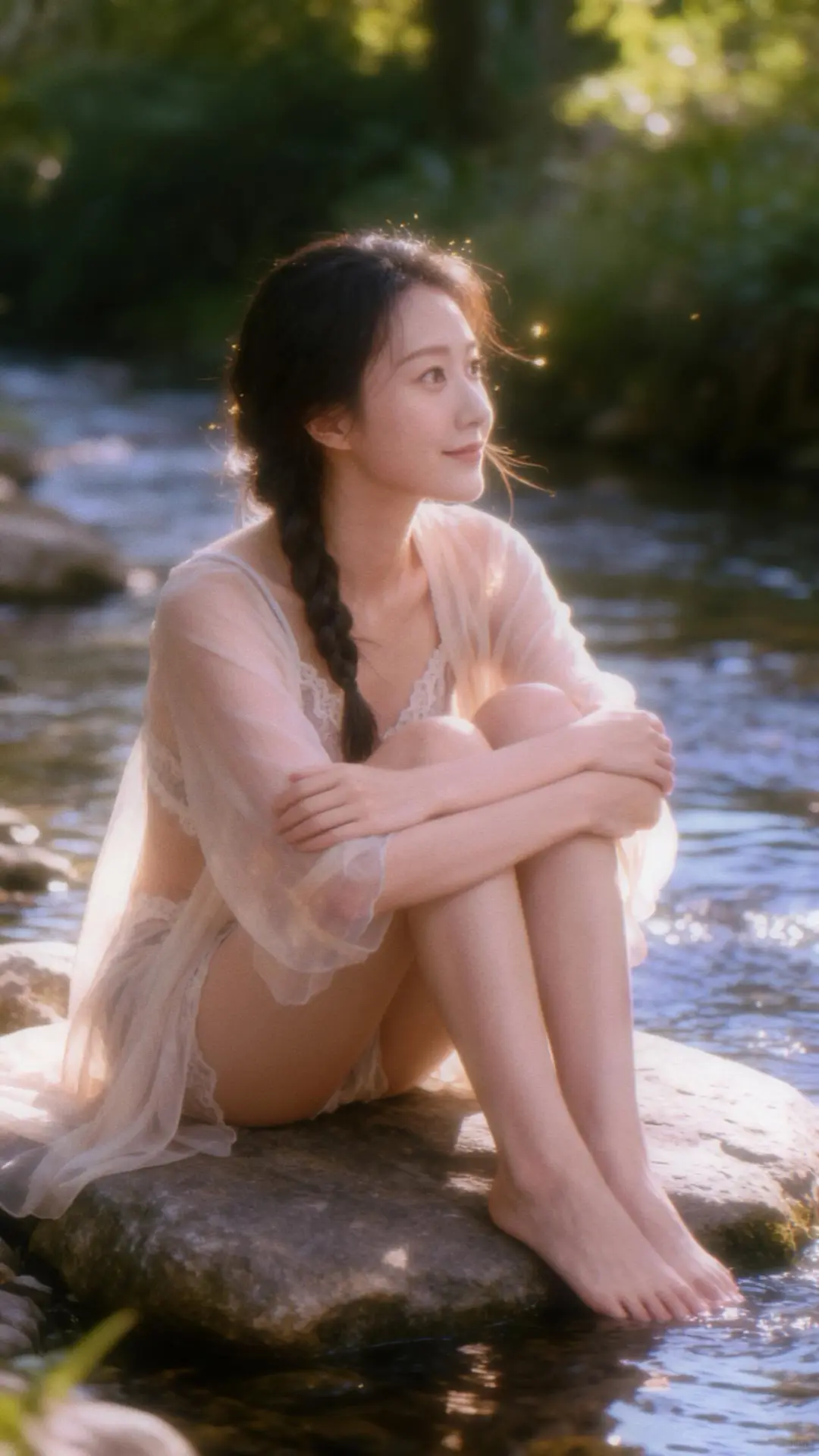 ✨AI纯欲风写真｜林间光影下的少女🌿