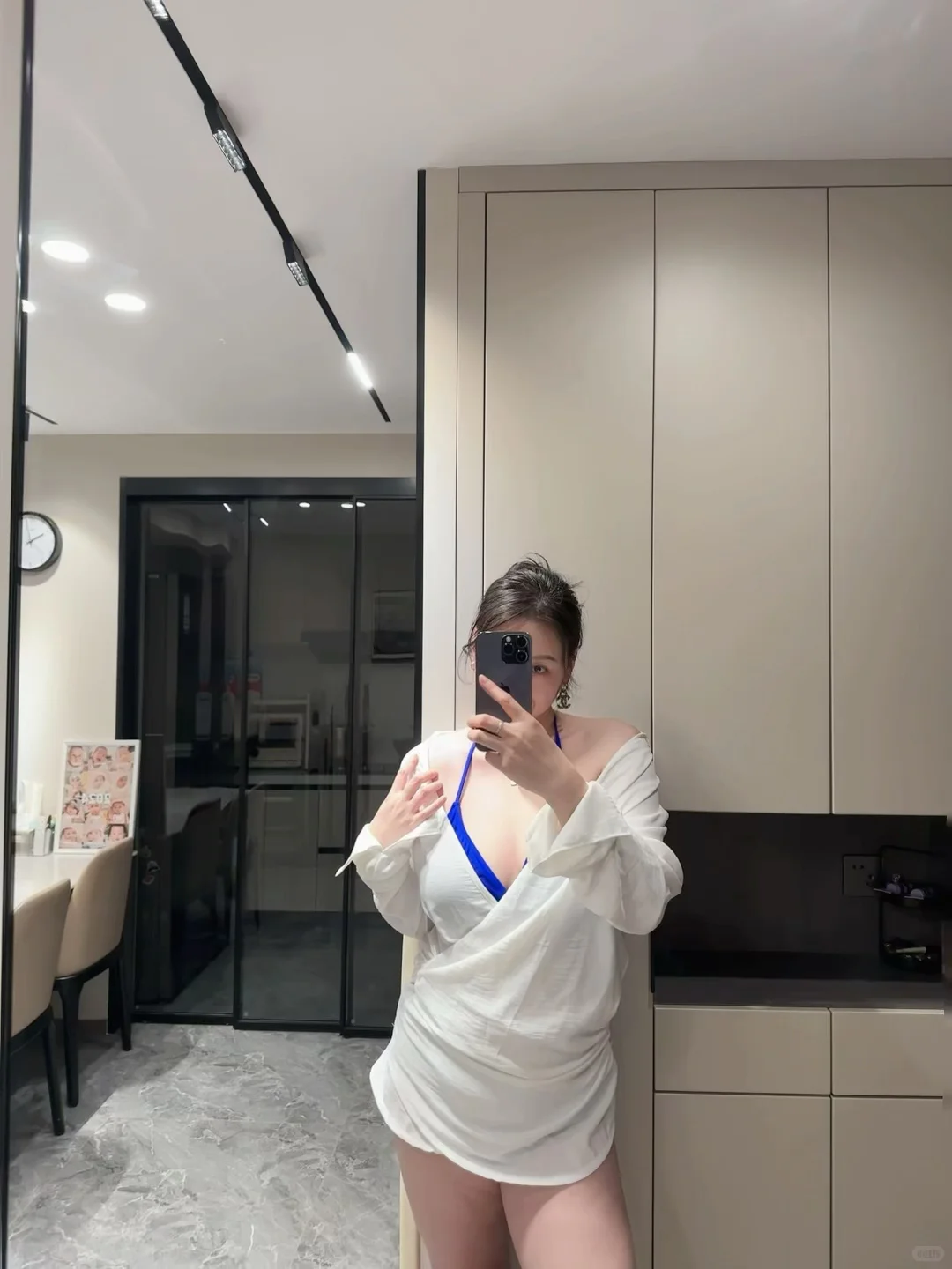 170/155斤 白色衬衫式大码泳衣真的好百搭🤍