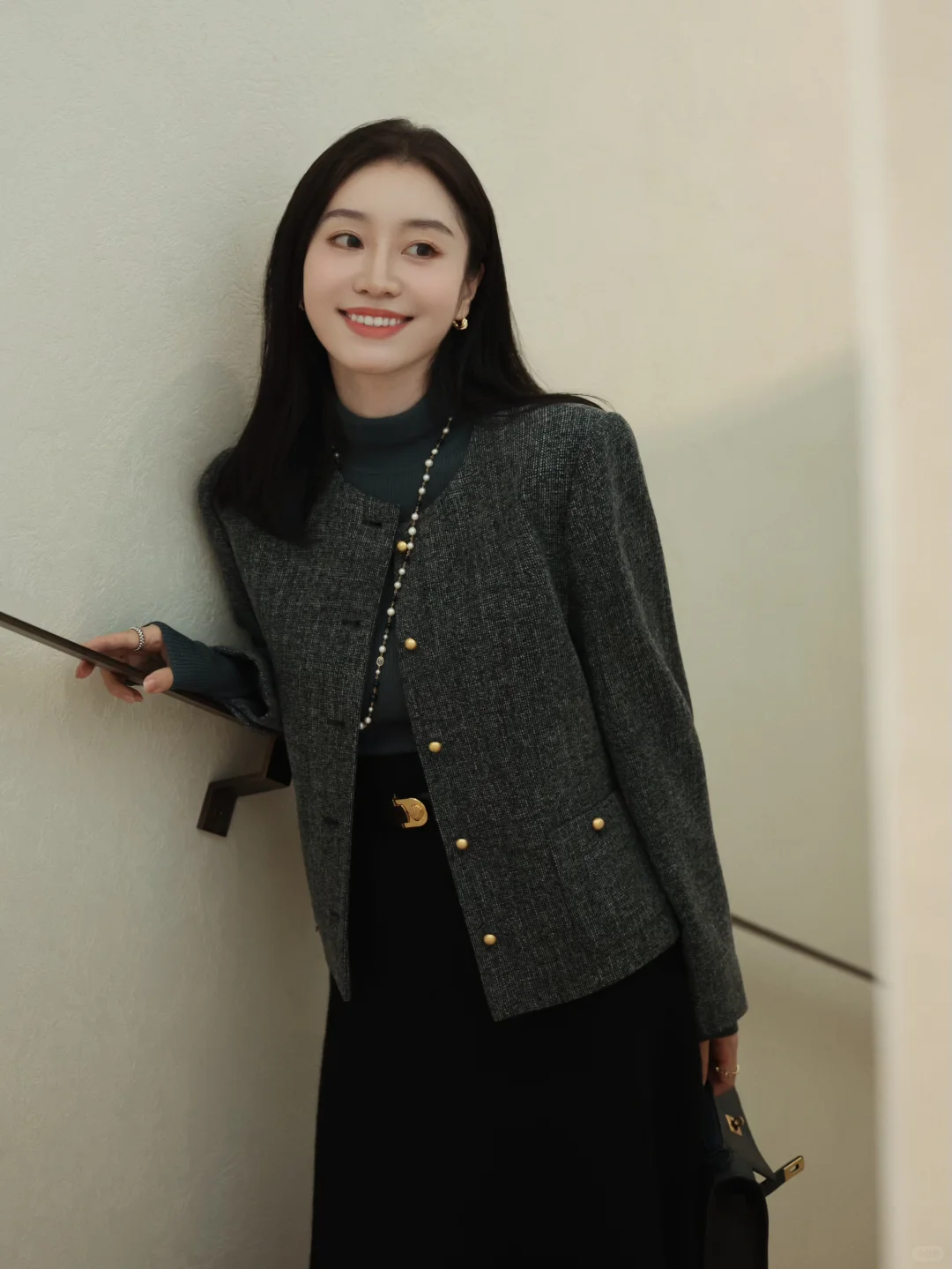 秋冬从高智感灰色小香外套➕气质半裙开始☁️