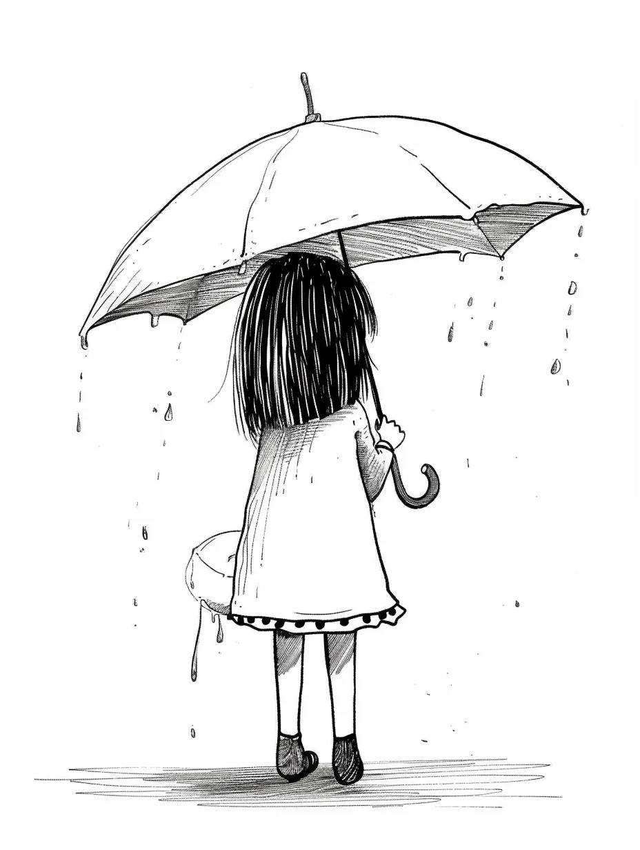 AI绘画|Midjourney|撑伞的小女孩