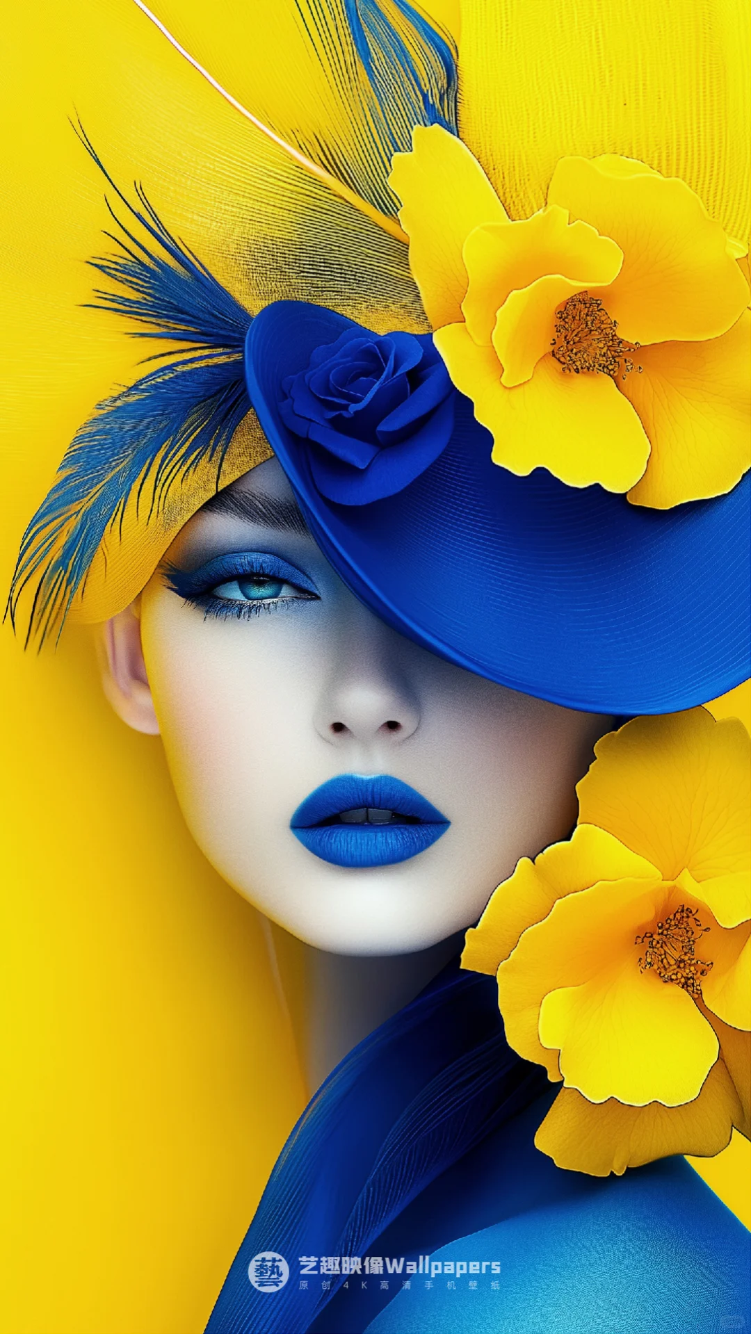 手机壁纸#D520丨蓝玫瑰+黄玫瑰+少女III