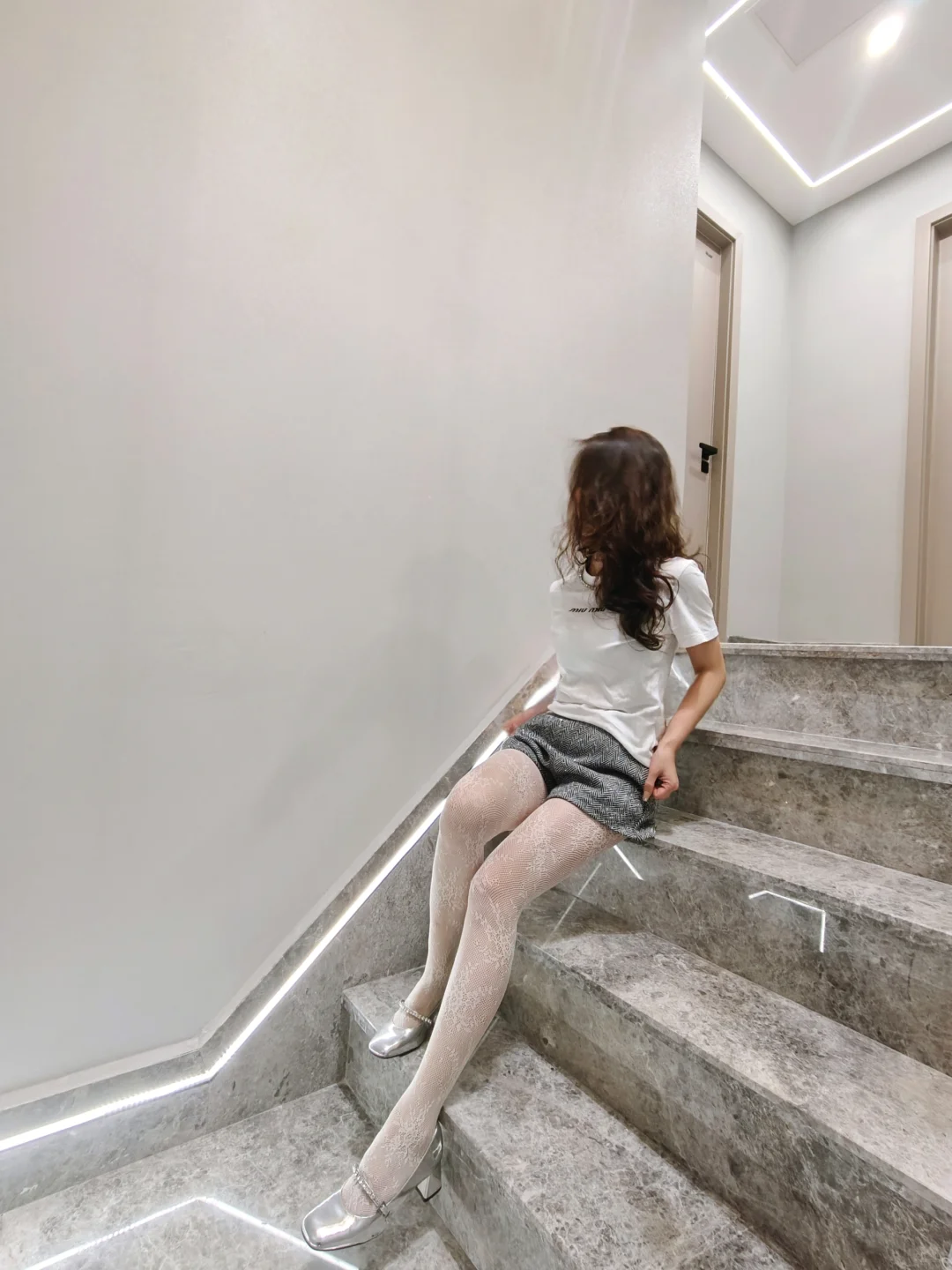OOTD live‖白色蕾丝袜
