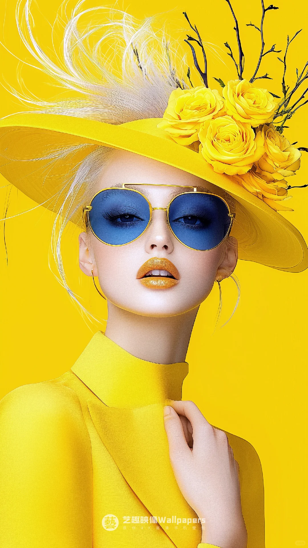 手机壁纸#D520丨蓝玫瑰+黄玫瑰+少女III