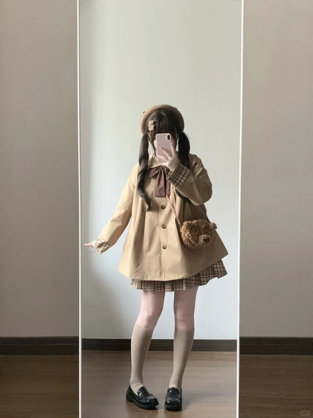 160 120｜微胖甜妹秋日棕色系穿搭🧸可爱风衣