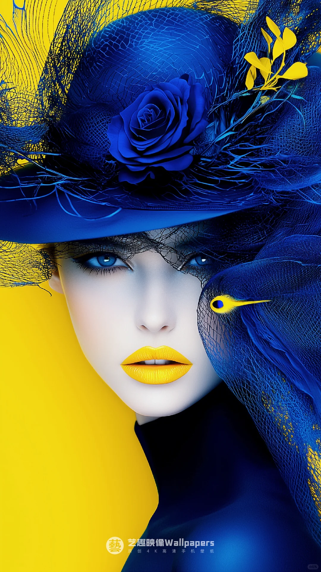 手机壁纸#D520丨蓝玫瑰+黄玫瑰+少女III